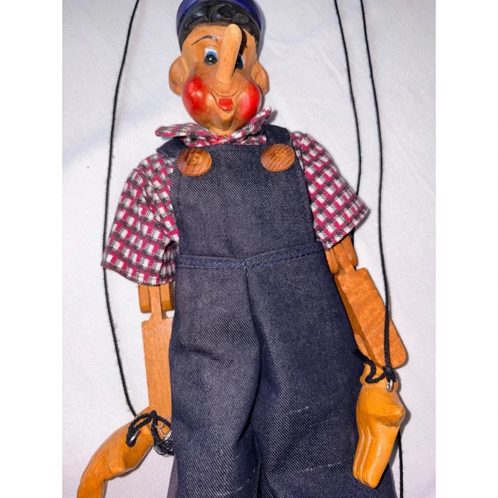 Vintage Wooden Marionette Puppet Pinocchio Style Sailor‎ Outfit Collectible Toy